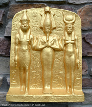 Load image into Gallery viewer, History Egyptian Triad of Osiris Dedia stele the master builder. Isis Osiris & Horus Artifact Sculpture Statue 16" www.Neo-Mfg.com
