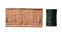 Load image into Gallery viewer, Historical Assyrian Akkadian Adda Cylinder Seal wall Sculpture www.Neo-Mfg.com Mesopotamia Museum Reproduction 2pc set Cy1