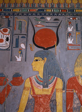 Load image into Gallery viewer, History Egyptian Goddess Isis Offering wine Tomb Horemheb Sculptural wall relief www.Neo-Mfg.com 9.5" d16