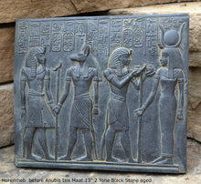 Load image into Gallery viewer, Egyptian Horemheb Pharaoh before Anubis & Isis sculpture wall art frieze www.Neo-Mfg.com 10.5" h3
