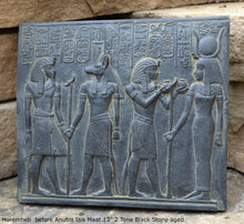 Load image into Gallery viewer, Egyptian Horemheb Pharaoh before Anubis & Isis sculpture wall art frieze www.Neo-Mfg.com 10.5" h3