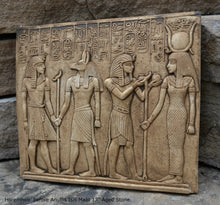 Load image into Gallery viewer, Egyptian Horemheb Pharaoh before Anubis & Isis sculpture wall art frieze www.Neo-Mfg.com 10.5" h3