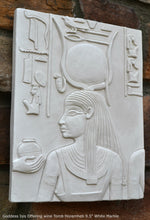 Load image into Gallery viewer, History Egyptian Goddess Isis Offering wine Tomb Horemheb Sculptural wall relief www.Neo-Mfg.com 9.5" d16