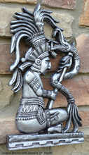 Load image into Gallery viewer, Aztec Mayan seated Warrior with Serpent wall art Sculpture www.Neo-Mfg.com 14" L5
