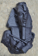 Load image into Gallery viewer, History Egyptian Pharaoh Akhenaten Amenhotep IV Sun god Sculptural wall relief bust Neo-Mfg 14"