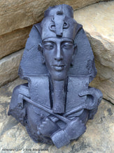 Load image into Gallery viewer, History Egyptian Pharaoh Akhenaten Amenhotep IV Sun god Sculptural wall relief bust Neo-Mfg 14"