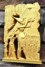 Load image into Gallery viewer, History Egyptian Akhetaten offering to Aton Aten hieroglyph Sculptural wall relief 11" www.Neo-Mfg.com m10