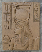 Load image into Gallery viewer, History Egyptian Goddess Isis Offering wine Tomb Horemheb Sculptural wall relief www.Neo-Mfg.com 9.5" d16