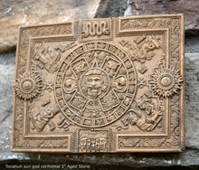 Load image into Gallery viewer, Aztec Mayan Tonatiuh sun god ceremonial relief sculpture wall plaque www.Neo-Mfg.com 5"