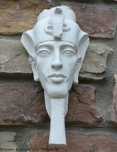 Load image into Gallery viewer, History Egyptian Pharaoh Akhenaten Amenhotep IV Sun god Sculptural wall relief bust Neo-Mfg 10"
