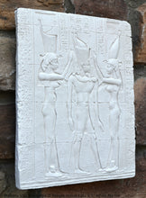Load image into Gallery viewer, History Egyptian Ptolemy VIII Euergetes II Temple of Horus at Edfu Sculptural wall relief www.Neo-Mfg.com 9.5" d25