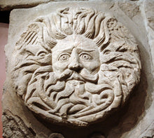 Load image into Gallery viewer, Roman Greek Gorgon's Head Temple Sulis Minerva Bath Belenos alter Sculptural Wall frieze plaque relief www.Neo-Mfg.com 7" b8
