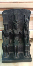 Load image into Gallery viewer, History Egyptian triad Ramesses II, Amun, Mut attributes of the goddess Hathor Artifact Sculpture 6" www.Neo-Mfg.com museum reproduction