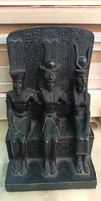 Load image into Gallery viewer, History Egyptian triad Ramesses II, Amun, Mut attributes of the goddess Hathor Artifact Sculpture 6" www.Neo-Mfg.com museum reproduction