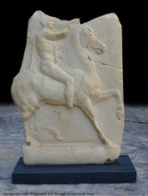 Load image into Gallery viewer, Roman Greek Horseman Figure Sculptural Wall frieze plaque Fragment relief 1st century B.C. Greek. 1907 www.Neo-Mfg.com 17"
