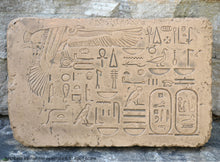 Load image into Gallery viewer, History Egyptian Nekhbeth karnak hieroglyphics Sculptural wall relief plaque www.Neo-Mfg.com 8.5" g14