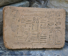 Load image into Gallery viewer, History Egyptian Nekhbeth karnak hieroglyphics Sculptural wall relief plaque www.Neo-Mfg.com 8.5" g14