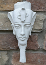 Load image into Gallery viewer, History Egyptian Pharaoh Akhenaten Amenhotep IV Sun god Sculptural wall relief bust Neo-Mfg 10"