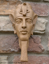 Load image into Gallery viewer, History Egyptian Pharaoh Akhenaten Amenhotep IV Sun god Sculptural wall relief bust Neo-Mfg 10"