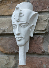 Load image into Gallery viewer, History Egyptian Pharaoh Akhenaten Amenhotep IV Sun god Sculptural wall relief bust Neo-Mfg 10"