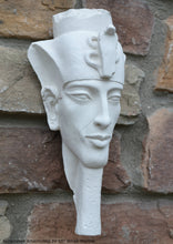 Load image into Gallery viewer, History Egyptian Pharaoh Akhenaten Amenhotep IV Sun god Sculptural wall relief bust Neo-Mfg 10&quot;
