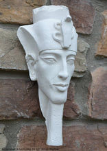 Load image into Gallery viewer, History Egyptian Pharaoh Akhenaten Amenhotep IV Sun god Sculptural wall relief bust Neo-Mfg 10"