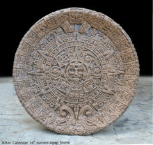 Load image into Gallery viewer, History MAYAN AZTEC CALENDAR Sculptural wall relief plaque 14" curved www.Neo-Mfg.com c14
