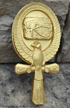 Load image into Gallery viewer, Egyptian Eye Horus Ankh Ra Falcon artifact carving sculpture statue 9.5" www.NEO-MFG.com j20