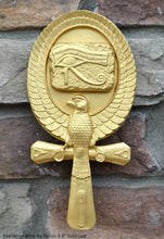 Load image into Gallery viewer, Egyptian Eye Horus Ankh Ra Falcon artifact carving sculpture statue 9.5" www.NEO-MFG.com j20