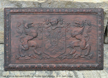 Load image into Gallery viewer, Coat of arms Rampant Griffin w/ double head phoenix wall plaque relief statue sculpture 14.5" www.Neo-Mfg.com