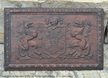 Load image into Gallery viewer, Coat of arms Rampant Griffin w/ double head phoenix wall plaque relief statue sculpture 14.5" www.Neo-Mfg.com