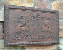 Load image into Gallery viewer, Coat of arms Rampant Griffin w/ double head phoenix wall plaque relief statue sculpture 14.5" www.Neo-Mfg.com