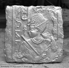 Load image into Gallery viewer, History Egyptian Amenhotep III blue crown Fragment Sculptural wall relief plaque www.Neo-Mfg.com 7" b17