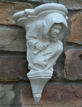 Load image into Gallery viewer, Gargoyle Monk Cathedral wall Shelf corbel Grotesque goblin sculpture www.NEO-MFG.com 10.25" Medieval