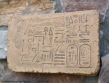 Load image into Gallery viewer, History Egyptian Nekhbeth karnak hieroglyphics Sculptural wall relief plaque www.Neo-Mfg.com 8.5" g14