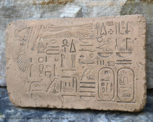 Load image into Gallery viewer, History Egyptian Nekhbeth karnak hieroglyphics Sculptural wall relief plaque www.Neo-Mfg.com 8.5" g14