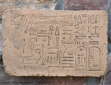 Load image into Gallery viewer, History Egyptian Nekhbeth karnak hieroglyphics Sculptural wall relief plaque www.Neo-Mfg.com 8.5" g14