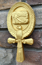 Load image into Gallery viewer, Egyptian Eye Horus Ankh Ra Falcon artifact carving sculpture statue 9.5" www.NEO-MFG.com j20