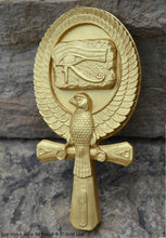 Load image into Gallery viewer, Egyptian Eye Horus Ankh Ra Falcon artifact carving sculpture statue 9.5" www.NEO-MFG.com j20
