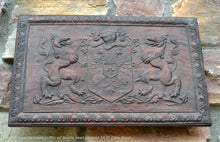 Load image into Gallery viewer, Coat of arms Rampant Griffin w/ double head phoenix wall plaque relief statue sculpture 14.5" www.Neo-Mfg.com