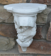 Load image into Gallery viewer, Gargoyle Monk Cathedral wall Shelf corbel Grotesque goblin sculpture www.NEO-MFG.com 10.25&quot; Medieval
