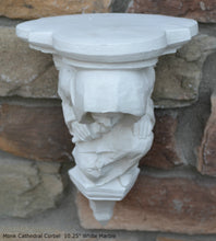Load image into Gallery viewer, Gargoyle Monk Cathedral wall Shelf corbel Grotesque goblin sculpture www.NEO-MFG.com 10.25" Medieval