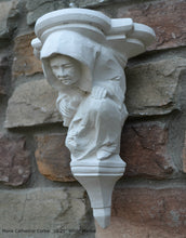 Load image into Gallery viewer, Gargoyle Monk Cathedral wall Shelf corbel Grotesque goblin sculpture www.NEO-MFG.com 10.25" Medieval