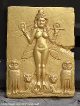 Load image into Gallery viewer, Babylonian Burney Relief Queen of Night GODDESS ISHTAR Mesopotamia Sculptural wall relief carving plaque www.Neo-Mfg.com 9.5" Museum m16