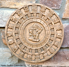 Load image into Gallery viewer, History MAYAN AZTEC Haab Tzolkin CALENDAR Sculptural wall relief plaque 10 3/8" Museum Quality Neo-Mfg n6