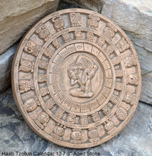 Load image into Gallery viewer, History MAYAN AZTEC Haab Tzolkin CALENDAR Sculptural wall relief plaque 10 3/8" Museum Quality Neo-Mfg n6