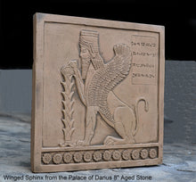 Load image into Gallery viewer, Assyrian Persian Winged Sphinx from the Palace of Darius Sculpture reproduction art 8" www.Neo-Mfg.com Museum Reproduction g26