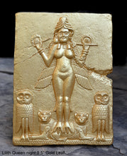 Load image into Gallery viewer, Babylonian Burney Relief Queen of Night GODDESS ISHTAR Mesopotamia Sculptural wall relief carving plaque www.Neo-Mfg.com 9.5" Museum m16