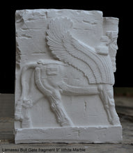 Load image into Gallery viewer, Historical Assyrian Lamassu Persian winged bull Guardian of Persepolis relief sculpture ancient replica Sculpture www.Neo-Mfg.com 9"