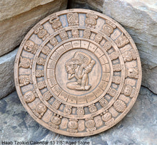 Load image into Gallery viewer, History MAYAN AZTEC Haab Tzolkin CALENDAR Sculptural wall relief plaque 10 3/8" Museum Quality Neo-Mfg n6
